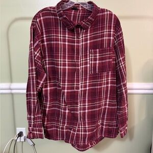 Cotton On Burgundy Plaid Casual Shirt